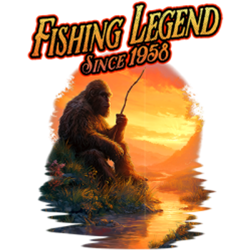 TRANSFER - BIGFOOT FISHING LEGEND - bigfoot sasquatch yeti Fun Humor  Adult