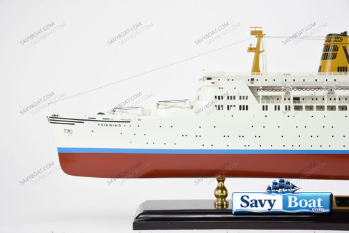 SS FARIWIND LIGHTED  steamship cruise ship fully built wood model not a kit with stand