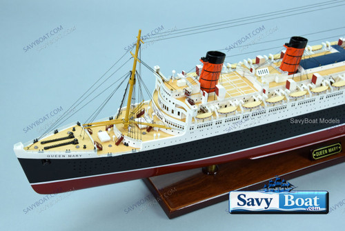 QUEEN MARY LIGHTED  40" fully built wood model with stand