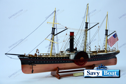 SS CENTRAL AMERICA SIDE WHEEL PADDLESTEAMER wood ship display model