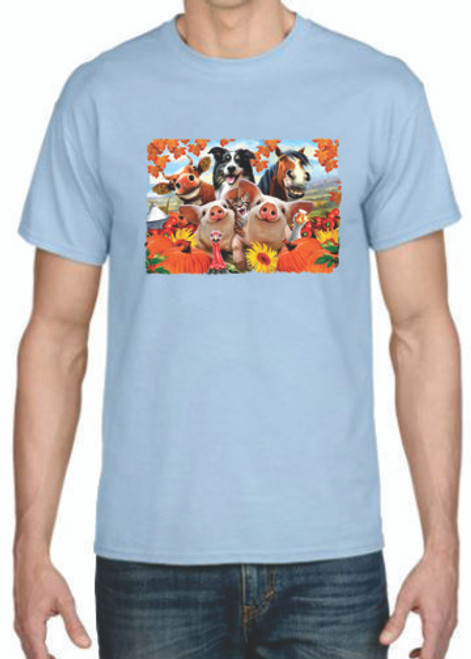 Adult DryBlend® T-Shirt - (THANKSGIVING SELFIE - FALL SEASON PIG / DOG / CAT / HORSE / COW / GOOSE)