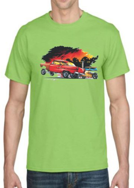 Adult DryBlend® T-Shirt - (DRAGGING WITH CREST -  HOT ROD/ CHEVY)