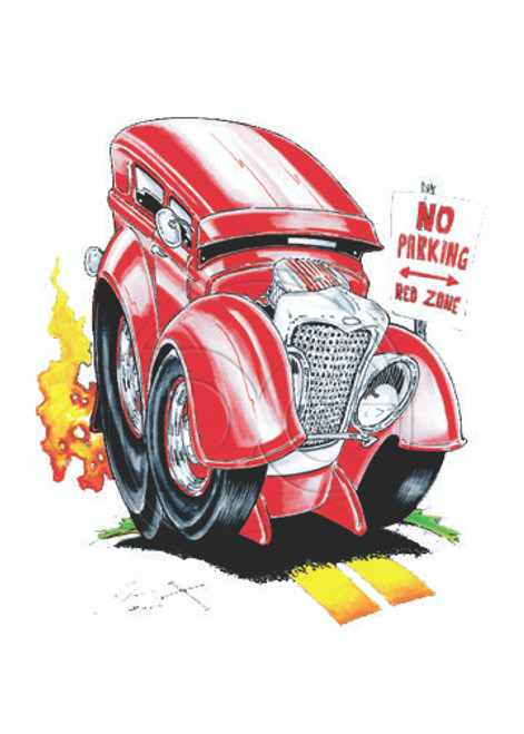 Adult DryBlend® T-Shirt - (RED RIDER WITH CREST  -  HOT ROD)