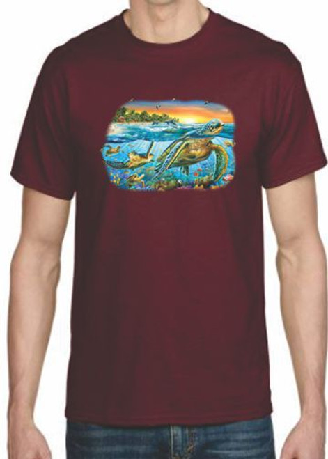 Adult DryBlend® T-Shirt - (UNDERWATER TURTLES -  AQUATIC)