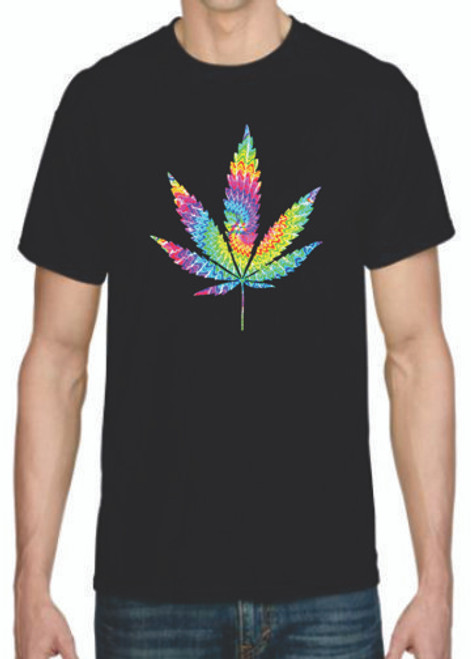 Adult DryBlend® T-Shirt - (TIE DYED LEAF -  PRIDE / WEED / 420)