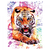 T-Shirt - COLORFUL TECHNICOLOR JUNGLE TIGER LEAP CAT - NEON Adult DryBlend®