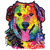 T-Shirt - COLORFUL TECHNICOLOR RUSSO THE HAPPY PUPPY DOG  - NEON Adult DryBlend®