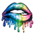 Adult DryBlend® T-Shirt - (COLORFUL DRIP LIPS - NEON)