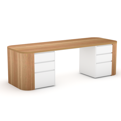 Osaka Dual Side Curved Desk with drawers- Urban Pad Furniture