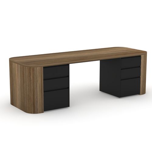 Osaka Dual Side Curved Desk with drawers- Urban Pad Furniture