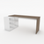 White and Swiss Elm Corner Desk with shelving- Urban Pad Furniture