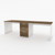 Bond Dual workstation desk  in White and Reclaimed Wood- Urban Pad Furniture