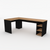 Black with Native Oak corner desk with shelves- Urban Pad Furniture