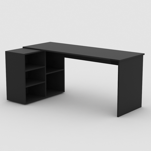 Black Corner Desk with shelving- Urban Pad Furniture