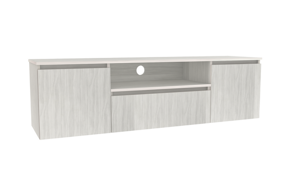 Limed Elm Entertainment Unit with cupboards and drawer- Urban Pad Furniture