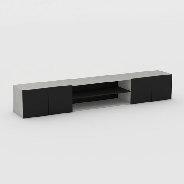 Boston Entertainment Unit in Black and Limed Elm- Urban Pad Furniture