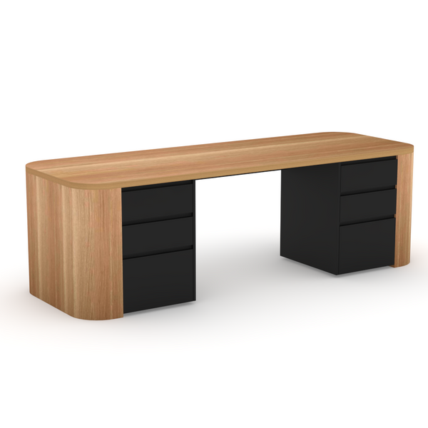 Osaka Dual Side Curved Desk with drawers- Urban Pad Furniture