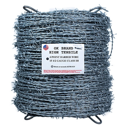 OK Brand 15 1/2ga Barb Wire 4 Point - Class 3
