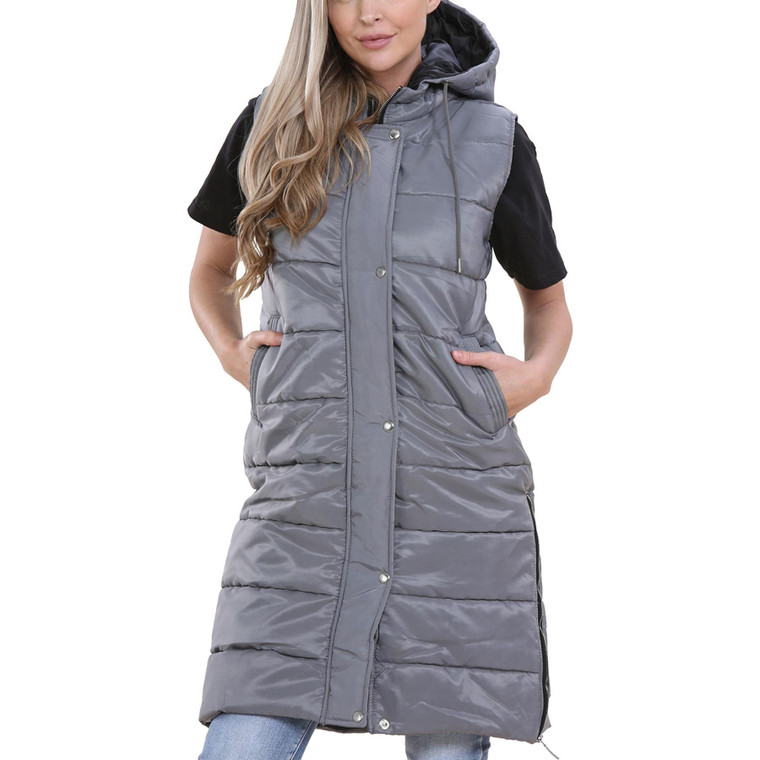 Ladies Oversized Zipped Long Line Gilet Plus Size Sleeveless Jacket Long Coat Style Pack Of 4
