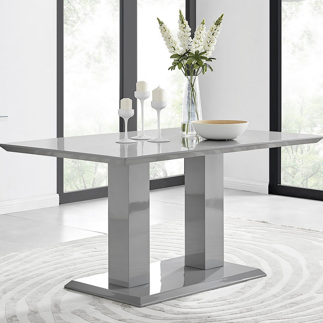 Imperia 6 Grey Modern High Gloss Dining Table