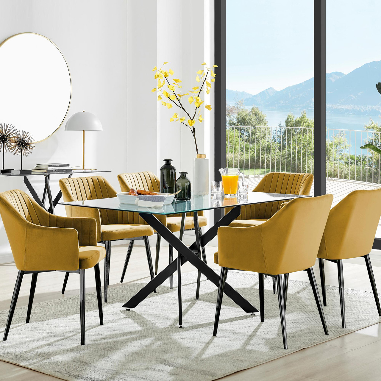 Leonardo Black Leg Glass Dining Table Calla Black Leg Chairs