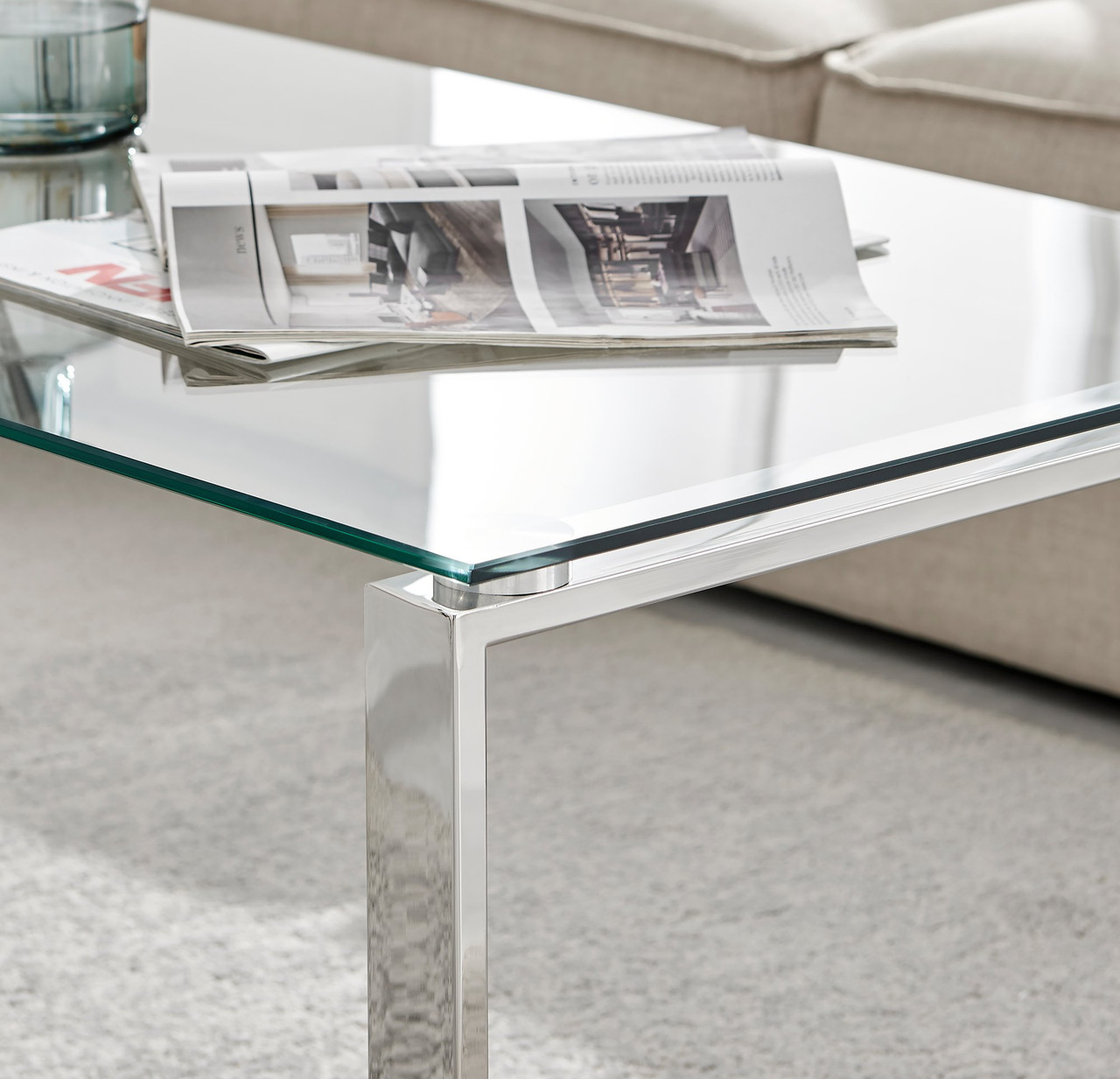 Modern Glass & Chrome Coffee Table | Furniturebox