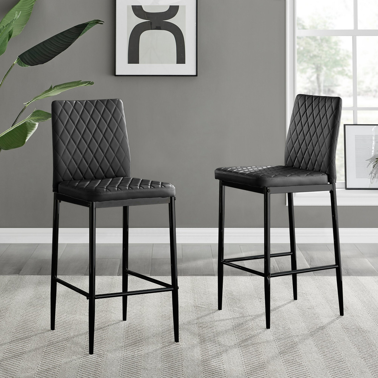 Leather Bar Stools Black Cohen Black Bar Stool With Back Set Of