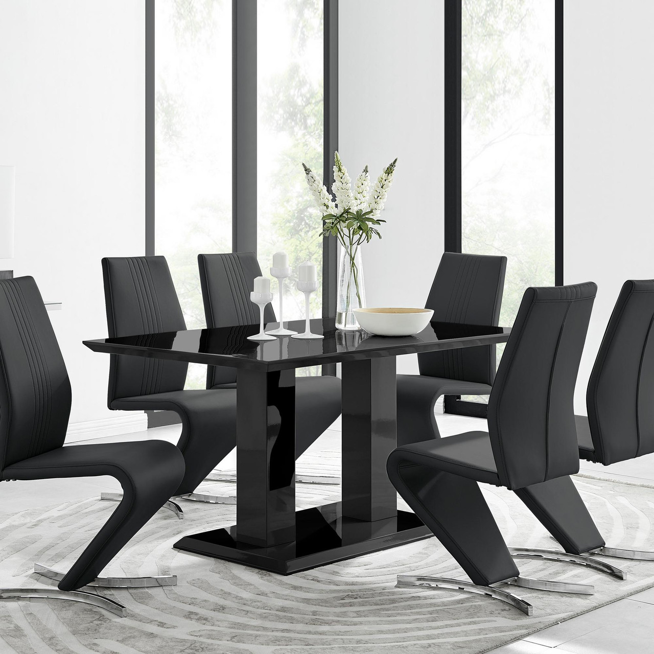 Imperia Black Gloss Dining Table Willow Chairs Furniturebox