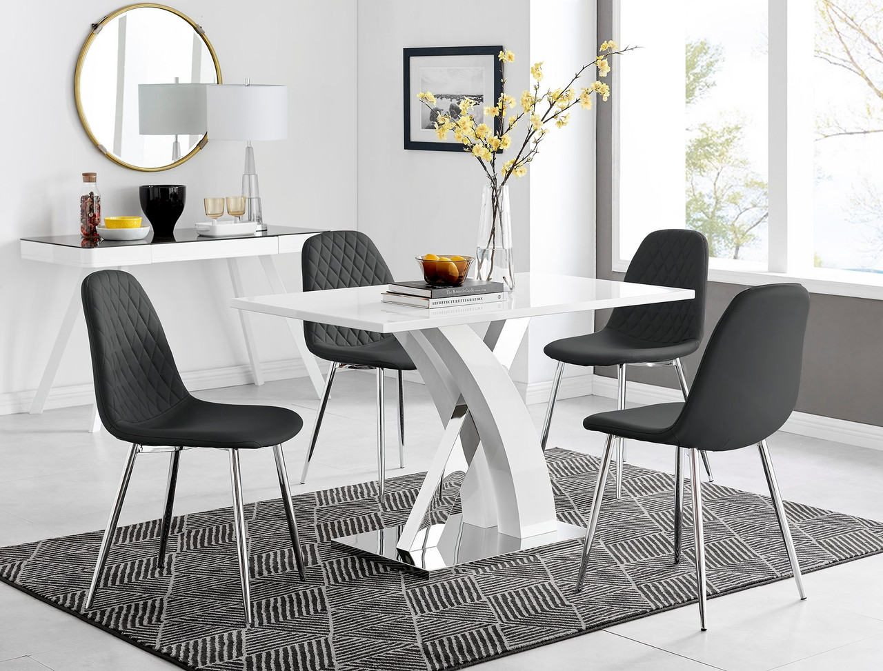 Atlanta Chrome Dining Table Silver Leg Chairs Furniturebox