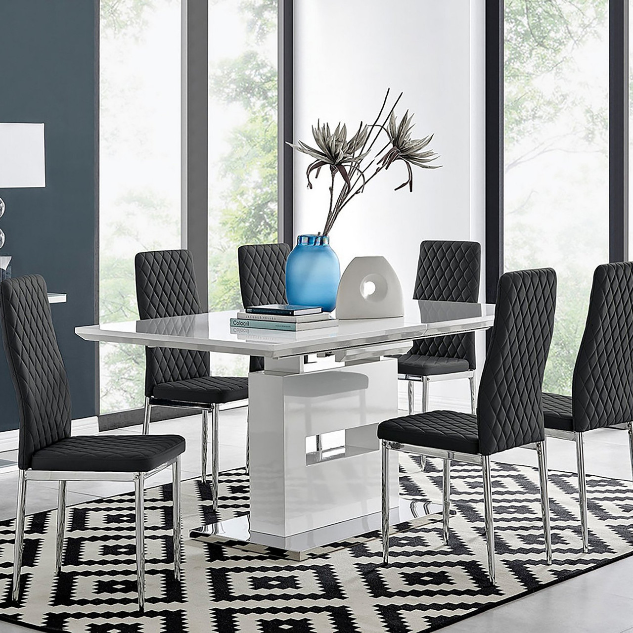 Large Extending Dining Table Milan Chairs Furniturebox