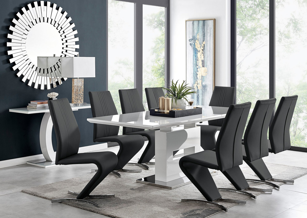 Arezzo High Gloss Chrome Large Extending Dining Set 6/8 Seater