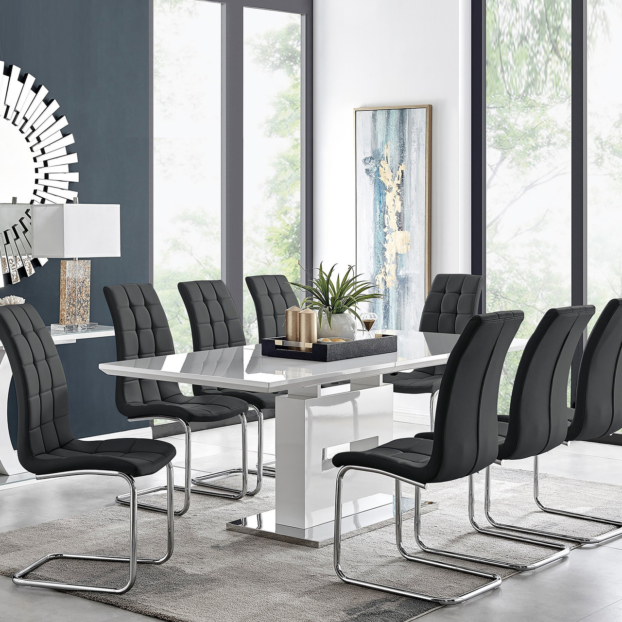 Large Extending Dining Table Murano Chairs Furniturebox