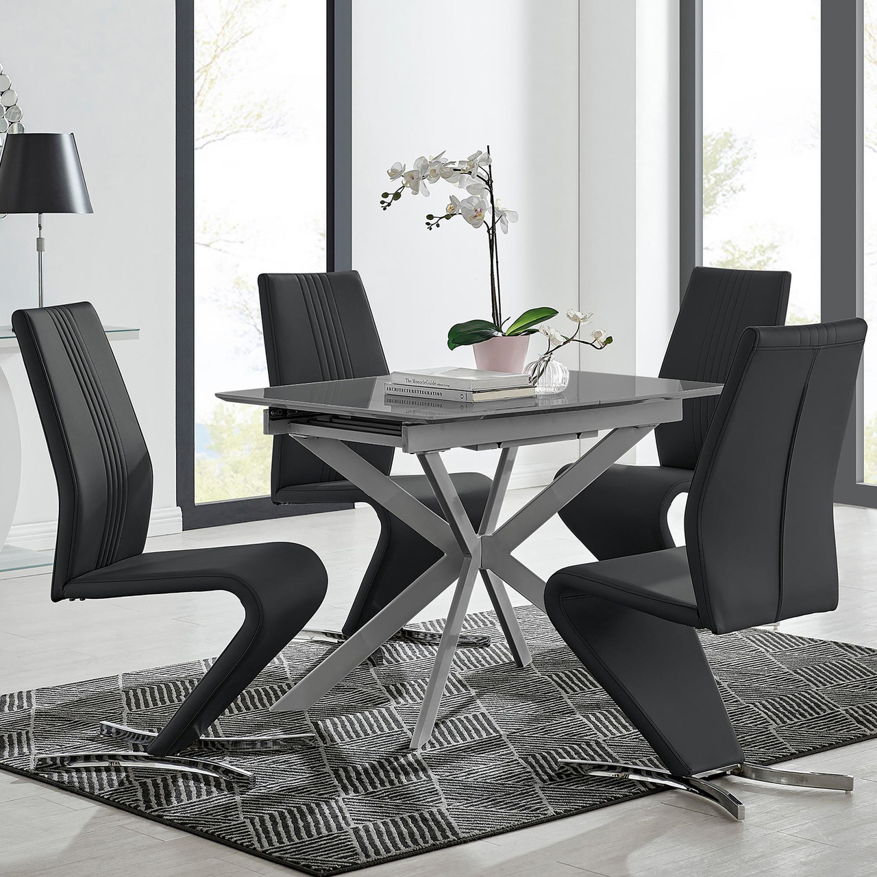 Extending Dining 100cm Rectangular Dining Table Hayden Light Grey