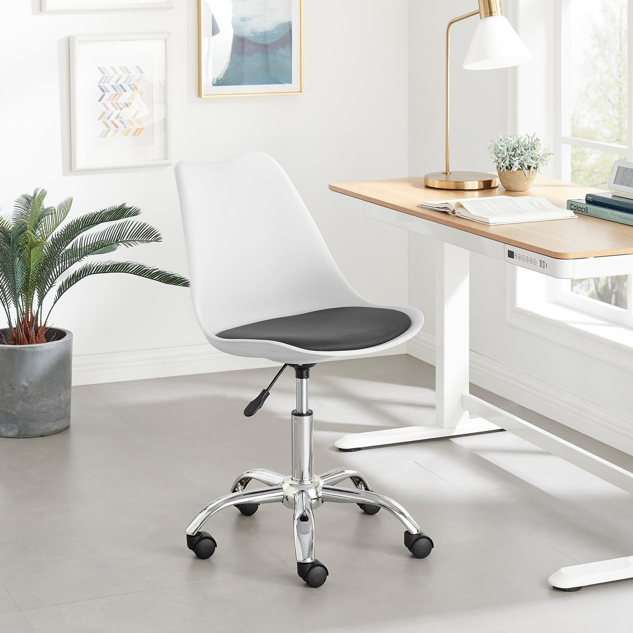 Oslo White and Grey Faux Leather Office Chair Furniturebox UK
