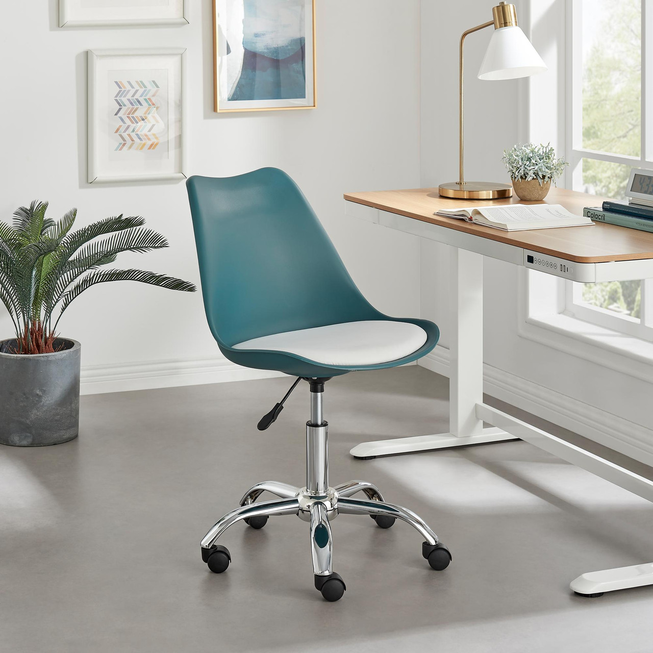 Oslo Teal and White Faux Leather Office Chair Furniturebox UK