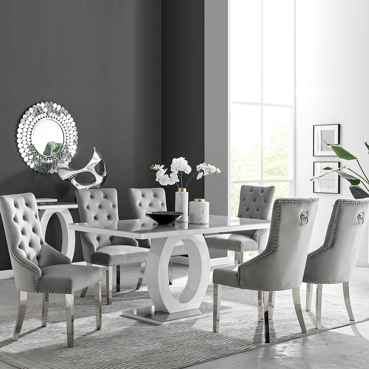 Giovani Grey Table Belgravia Chairs Furniturebox UK
