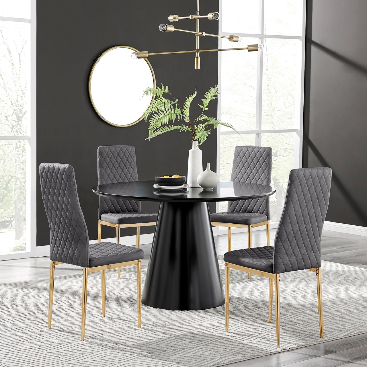 Round Black Gloss Kitchen Table Palma Black Semi Gloss Round