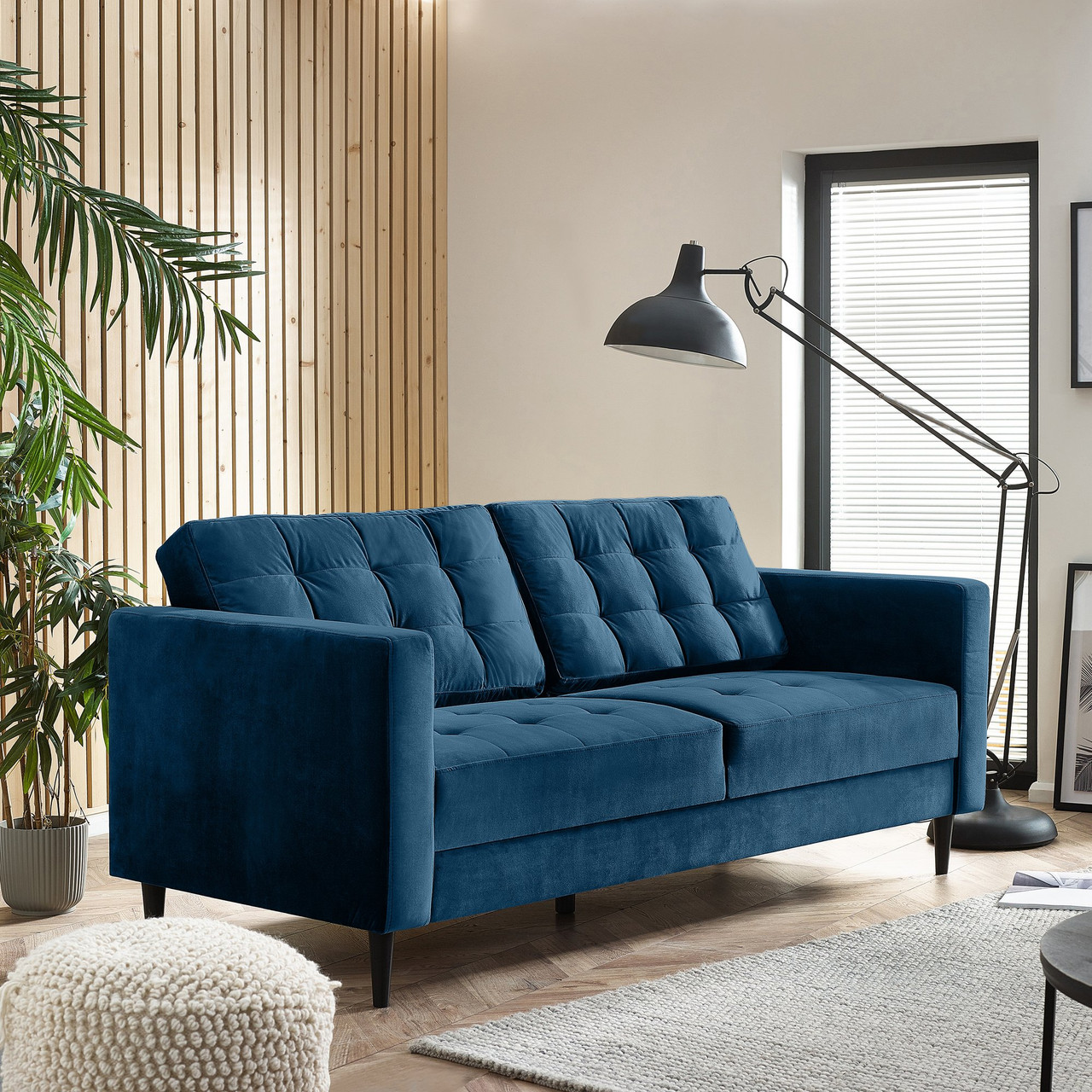 Navy Blue Velvet Blue Living Room Set Wooden Bazar Florie Luxury