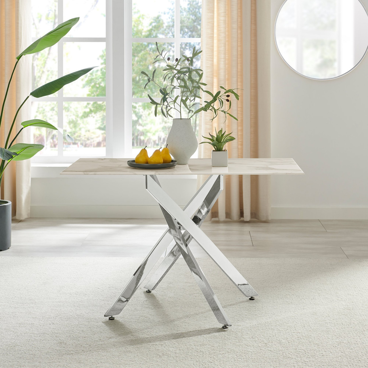 Seater Ss Dining Table With Glass Top Lorenzo Luxury Modern Glass