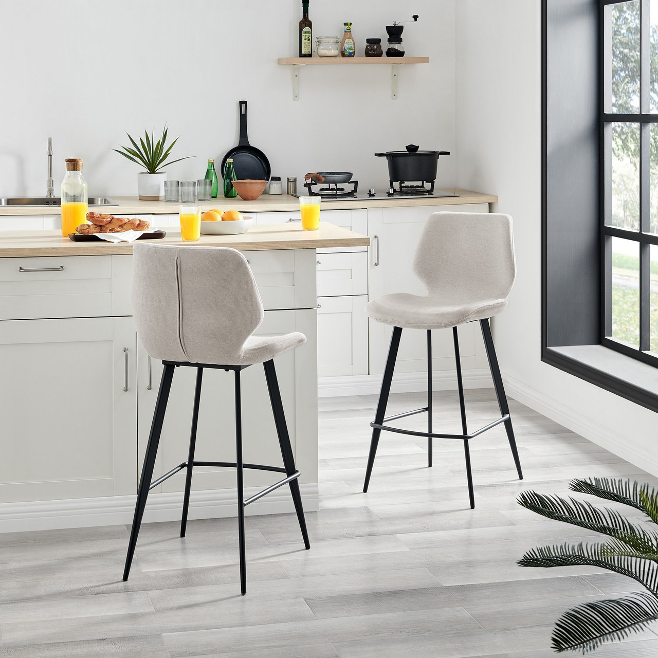 Nyla Black Leg Cream Fabric Bar Chair Dining Chair