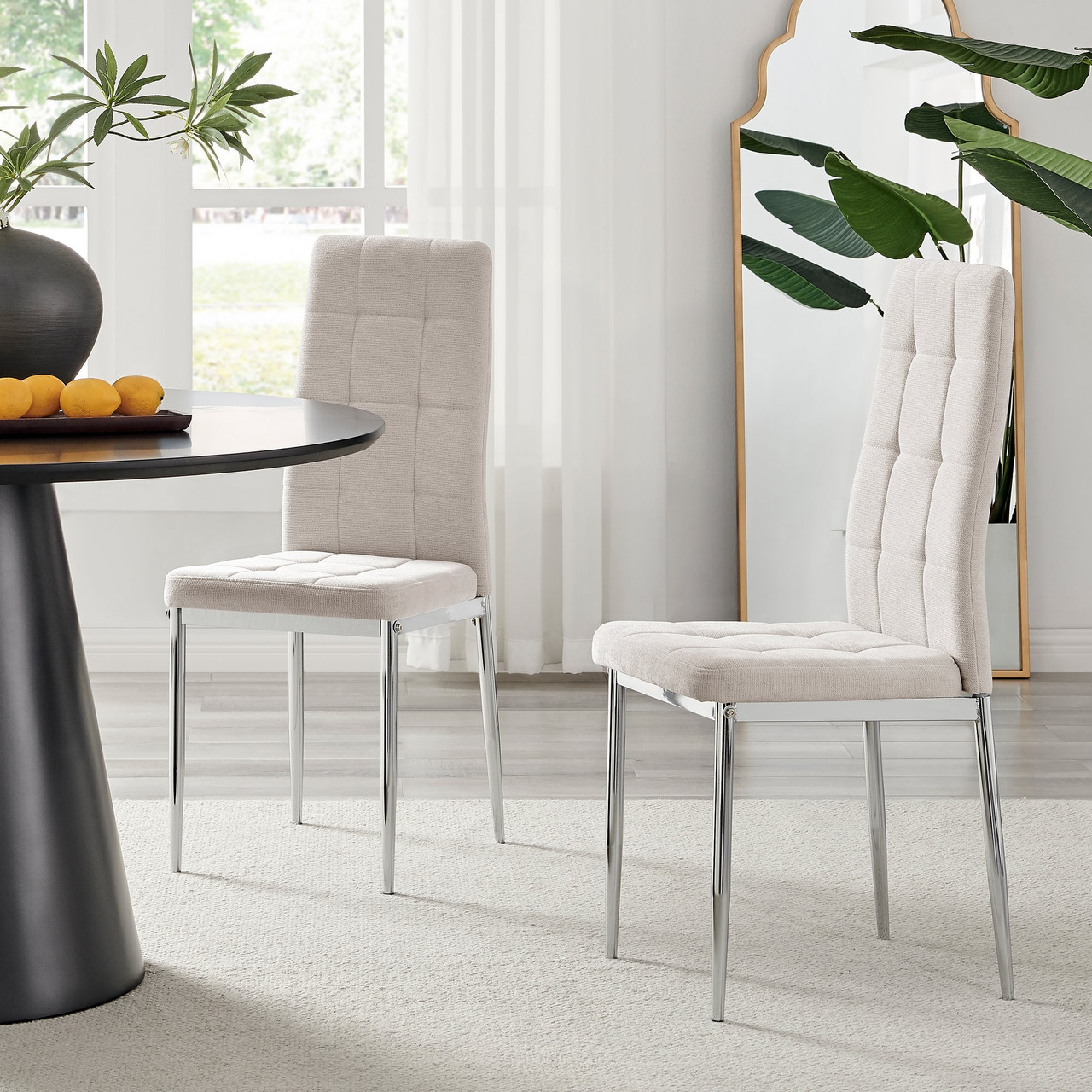 Paloma Silver Legs Cream Fabric Dining Chair Dining Chair