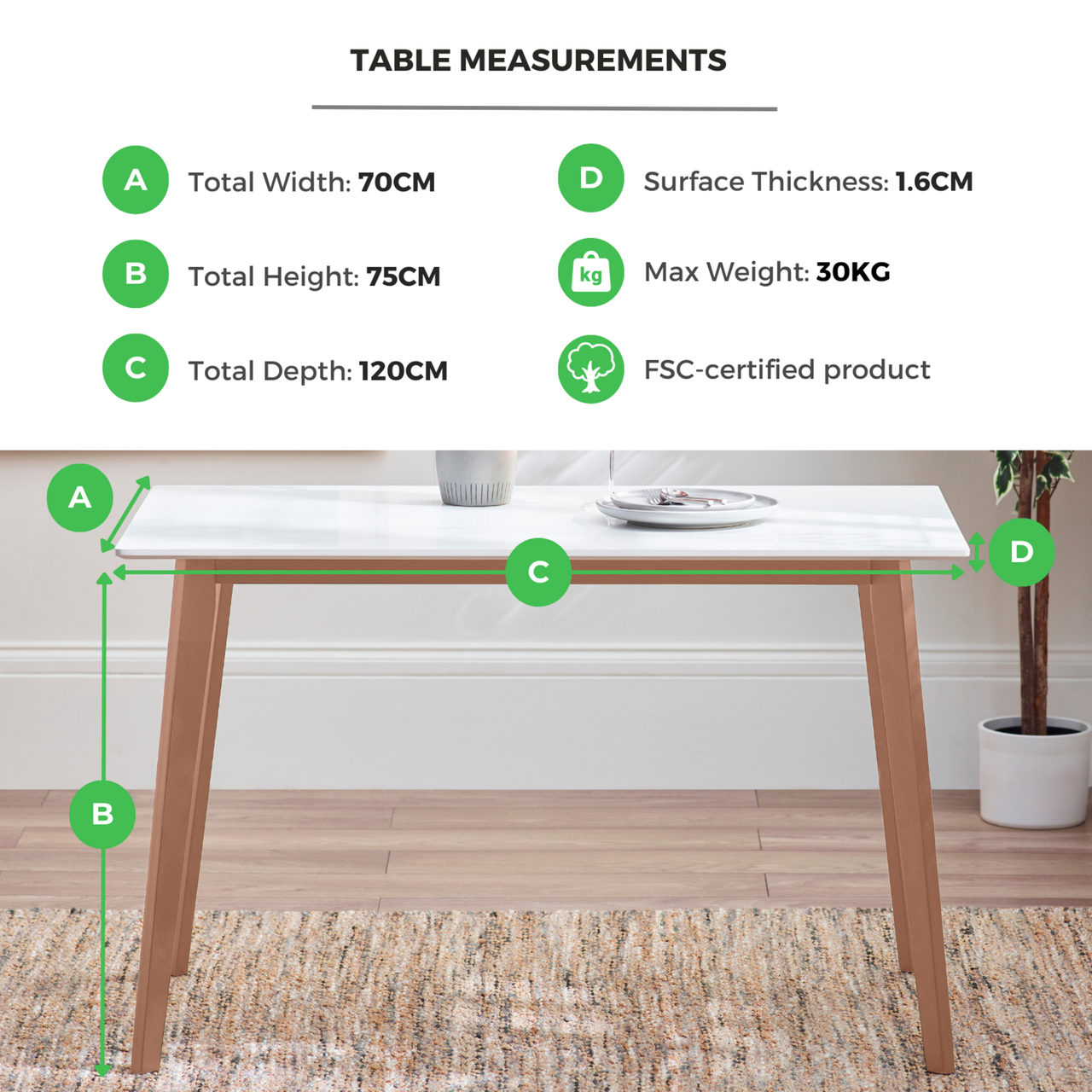 Sofia White Dining Table Wood Legs Dining Room Furniture