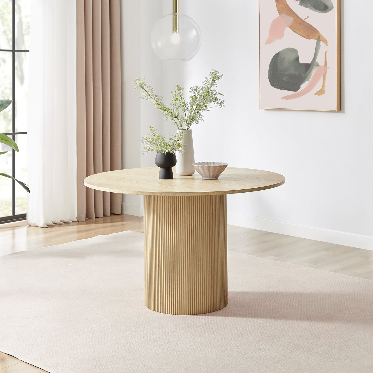 Penrose Oak 120 Round Wood Dining Table Dining Furniture