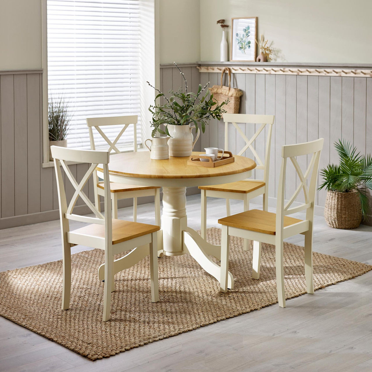 Wooden Dining Oak And Cream Dining Chairs Bude Cream Round Wooden