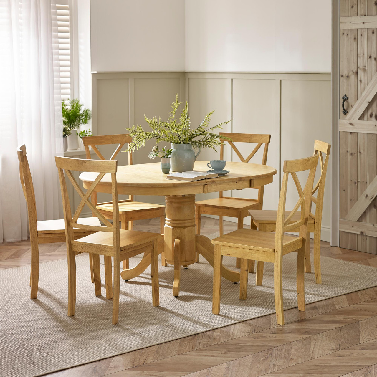 Padstow Oak Effect Wooden Extending Dining Table Millford
