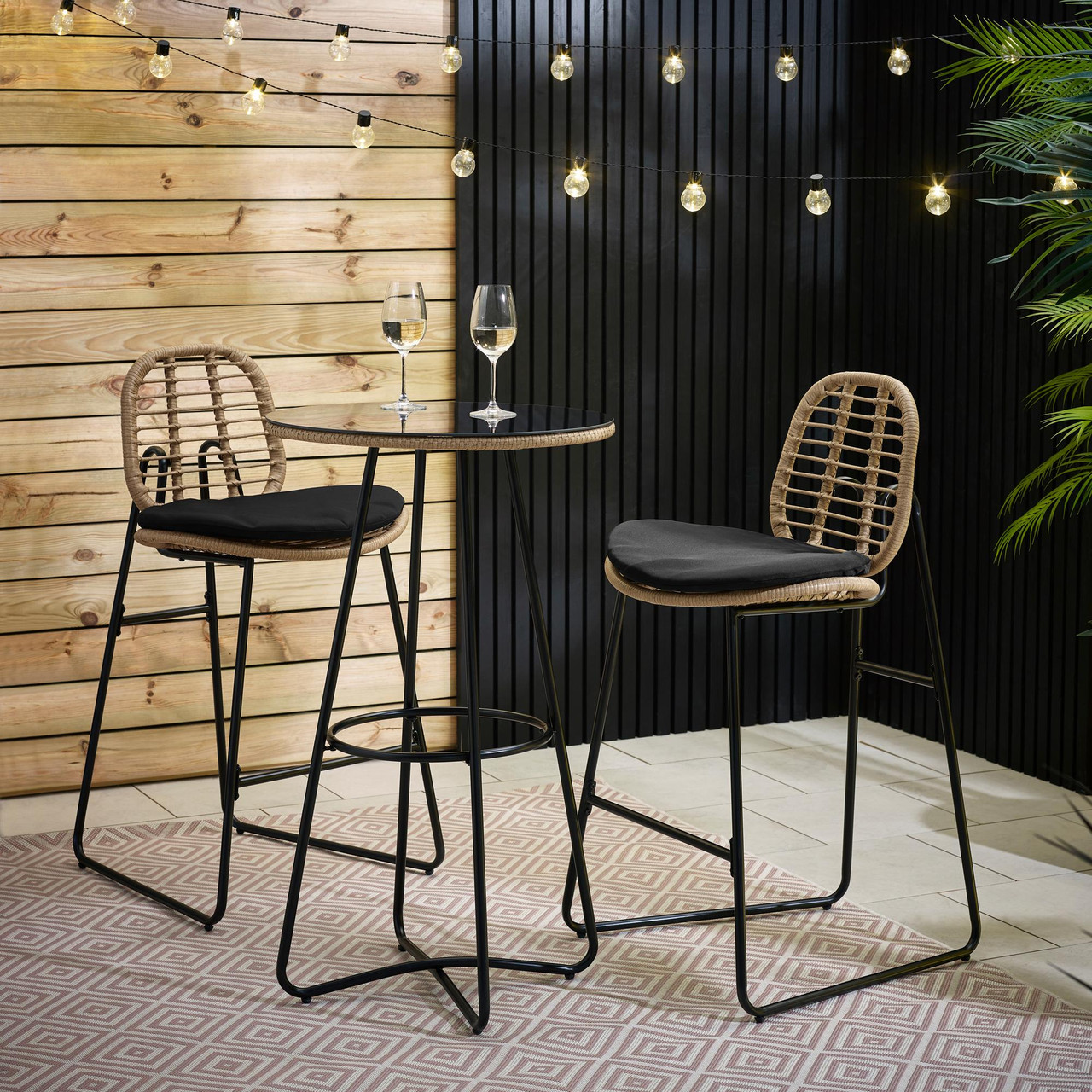 Belize Rattan Black Bar Table Set Outdoor Garden Furniture