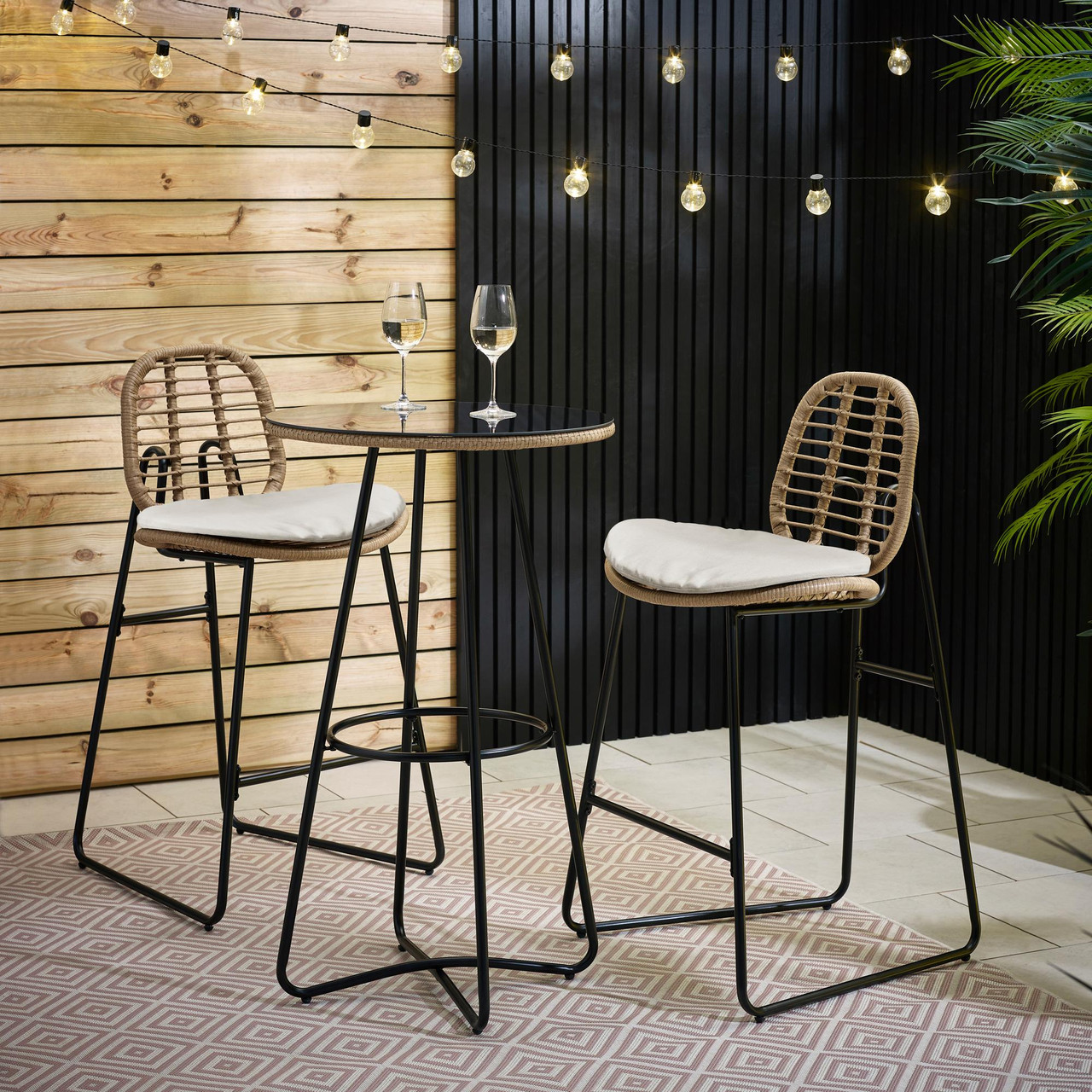 Belize Rattan Cream Bar Table Set Outdoor Garden Furniture