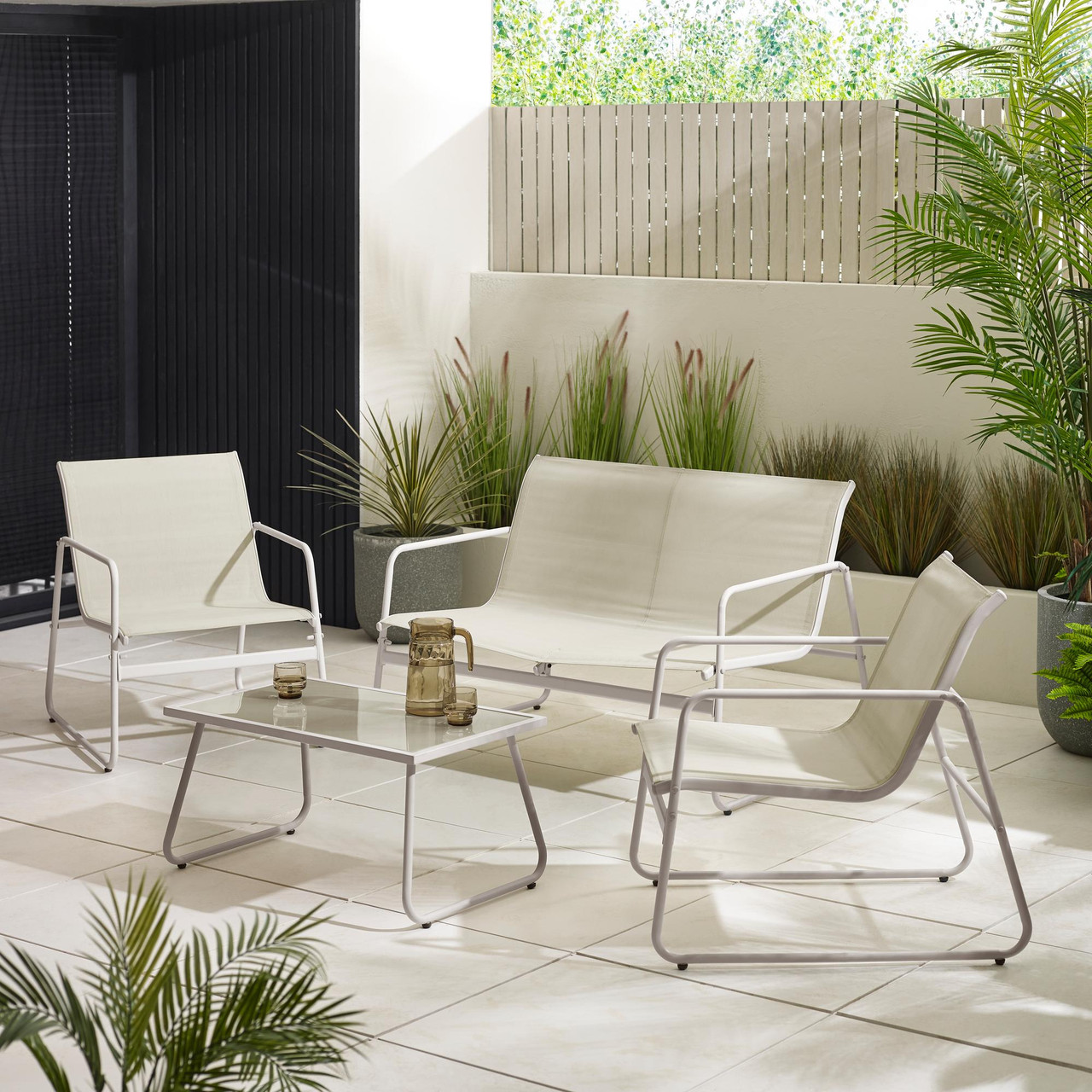 Naxos Cream 4 Piece Garden Seating Set | Outdoor Furniture