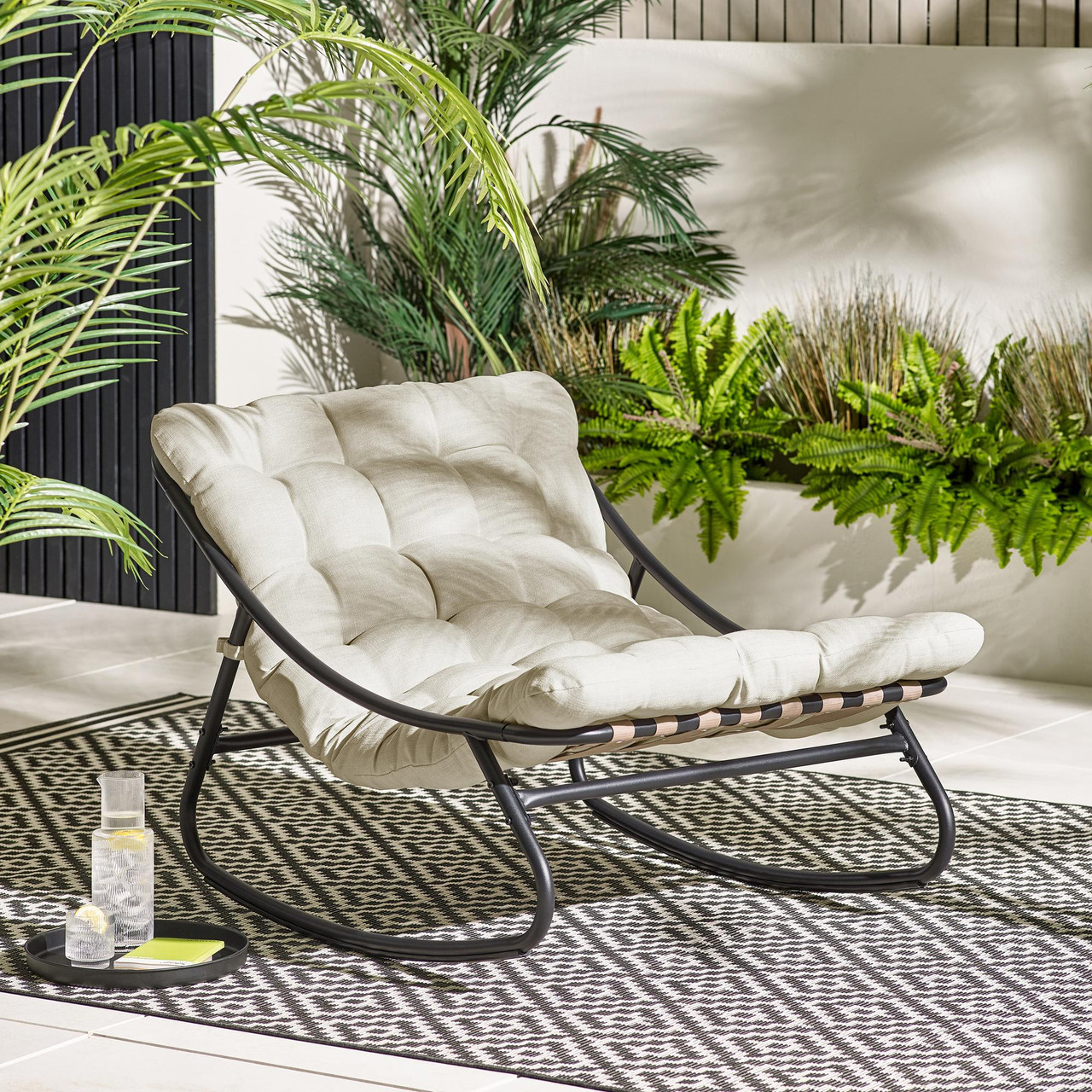 Hydra Black Cream Rocking Chair Outdoor Furniture