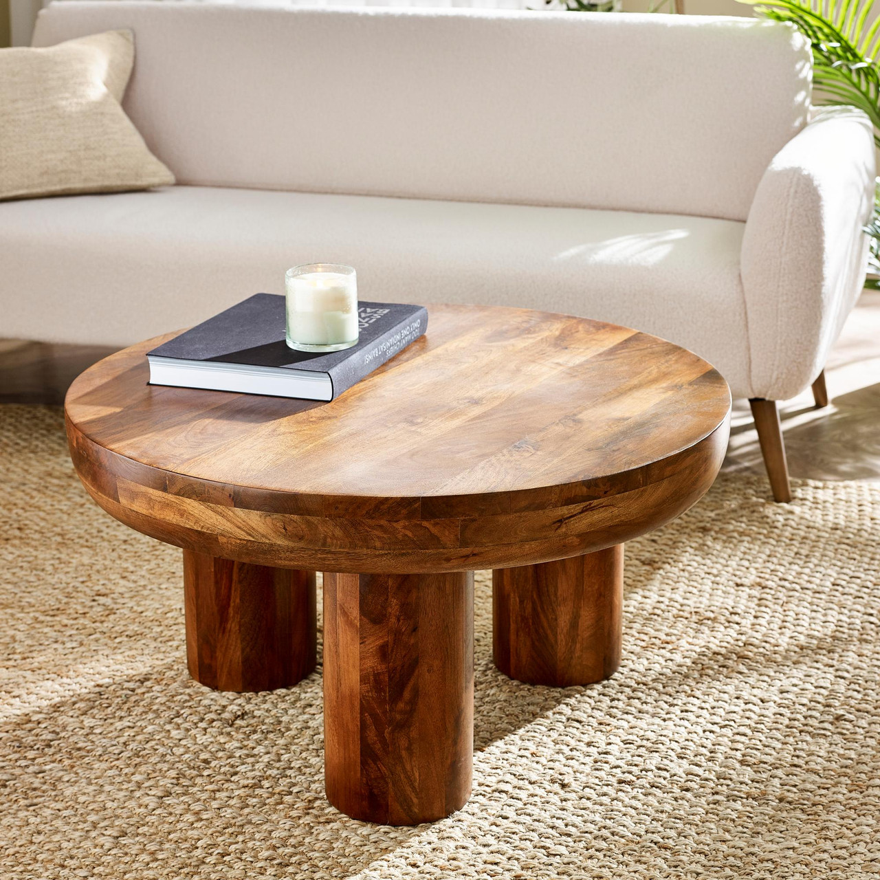 Amy Wood Round Coffee Table Living Room Furniture — free download
